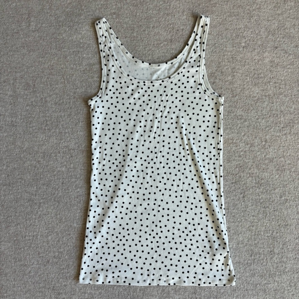 a new day Black and White Polka Dot Tank Top